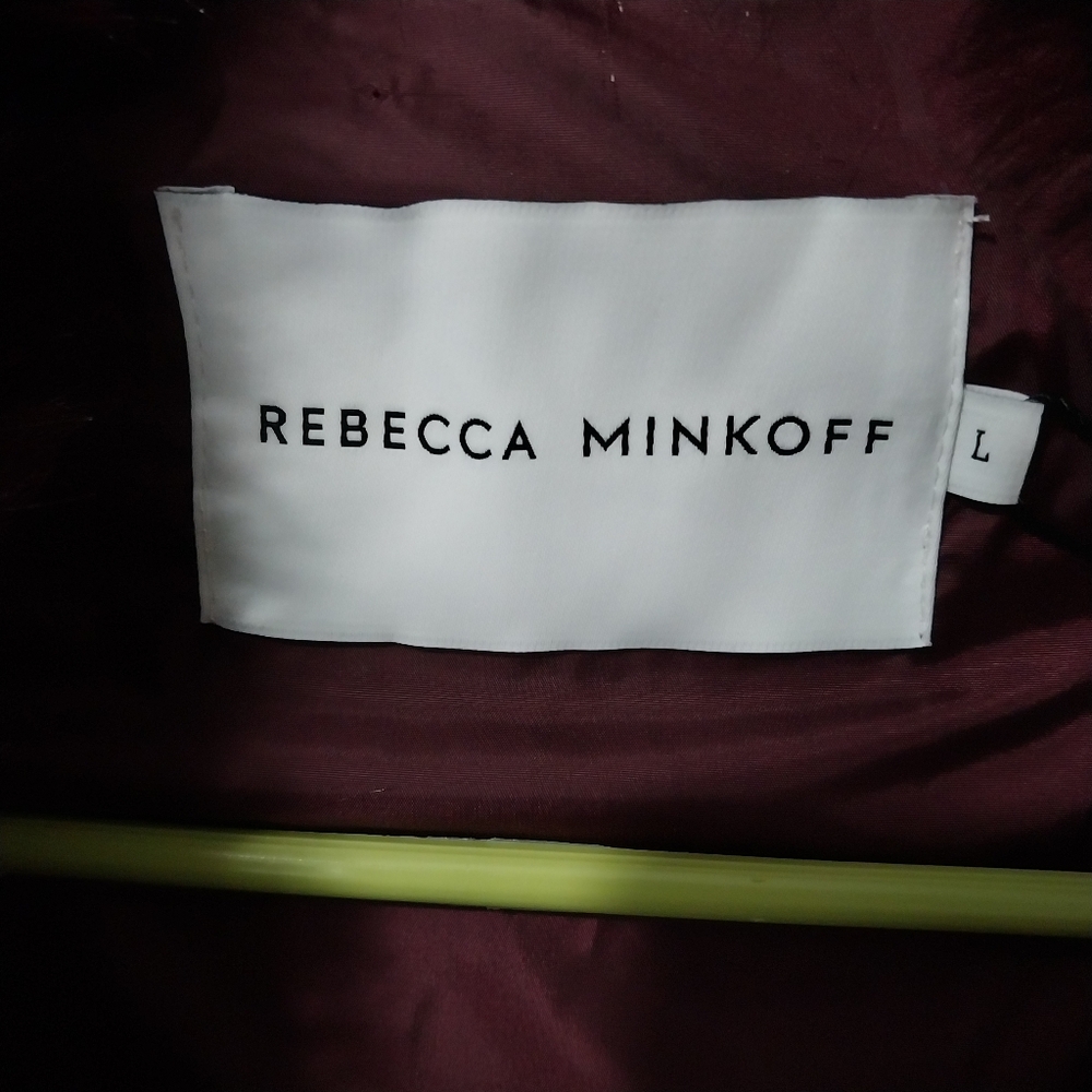 Rebecca Minkoff Fuax Fur Coat, Burgundy, NWT, Size L - Picture 3 of 10
